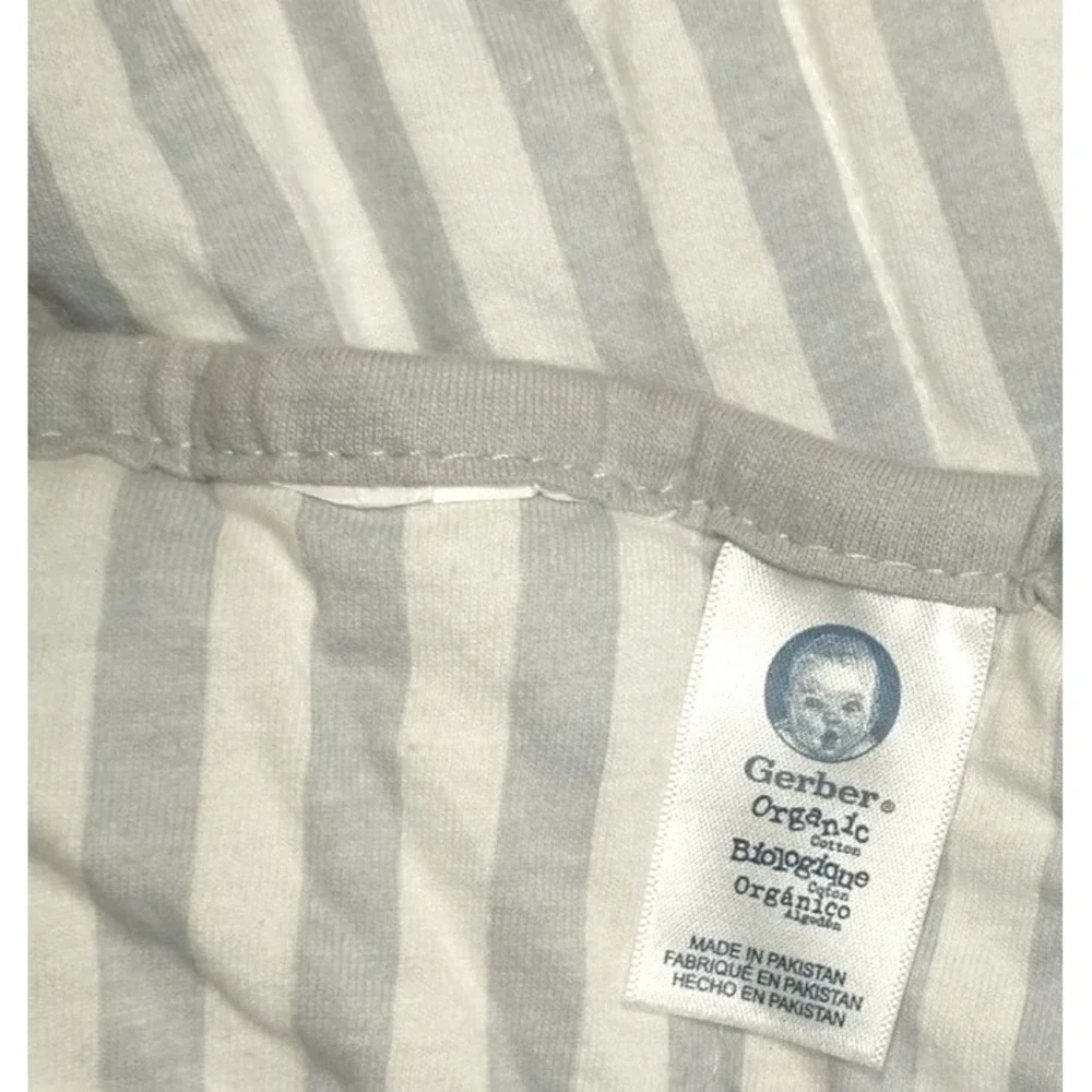 Gerber Organics Adventure Awaits Striped Blanket Gray White‎ Cotton Baby Lovey